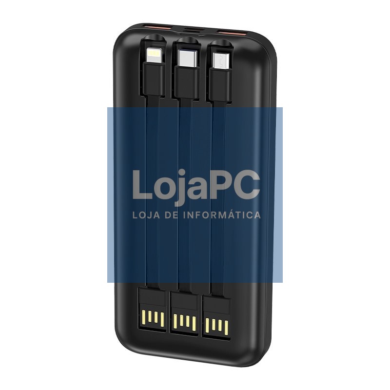 Universal External Battery Power Bank 10,000 mAh + Fast Charging 22.5W - 3A (3 connections) Black — imagem 4
