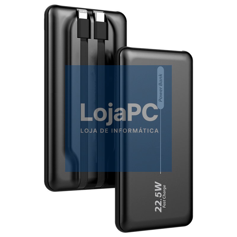 Universal External Battery Power Bank 10,000 mAh + PD 22.5W (2 connections) Black