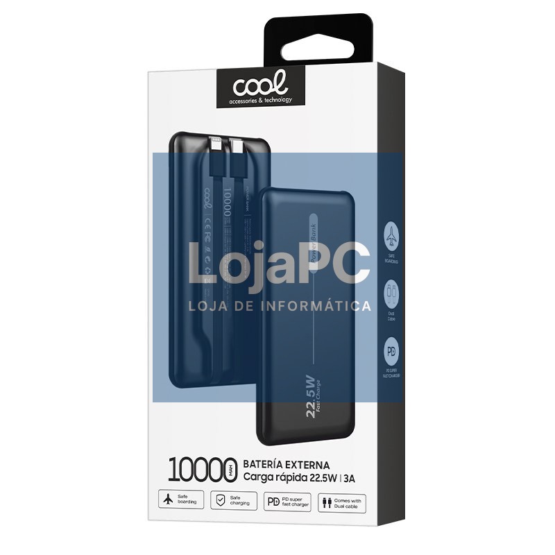 Universal External Battery Power Bank 10,000 mAh + PD 22.5W (2 connections) Black — imagem 2
