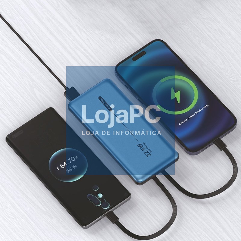 Universal External Battery Power Bank 10,000 mAh + PD 22.5W (2 connections) Blue — imagem 4