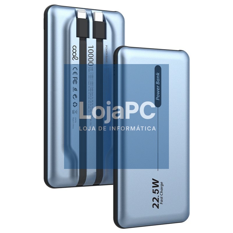 Universal External Battery Power Bank 10,000 mAh + PD 22.5W (2 connections) Blue