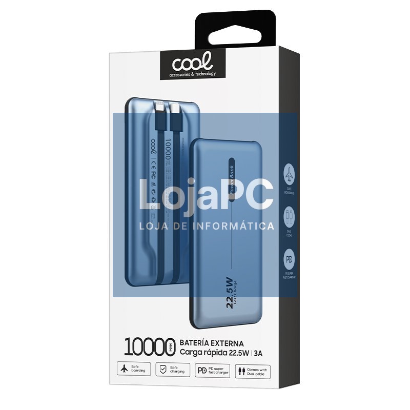 Universal External Battery Power Bank 10,000 mAh + PD 22.5W (2 connections) Blue — imagem 3