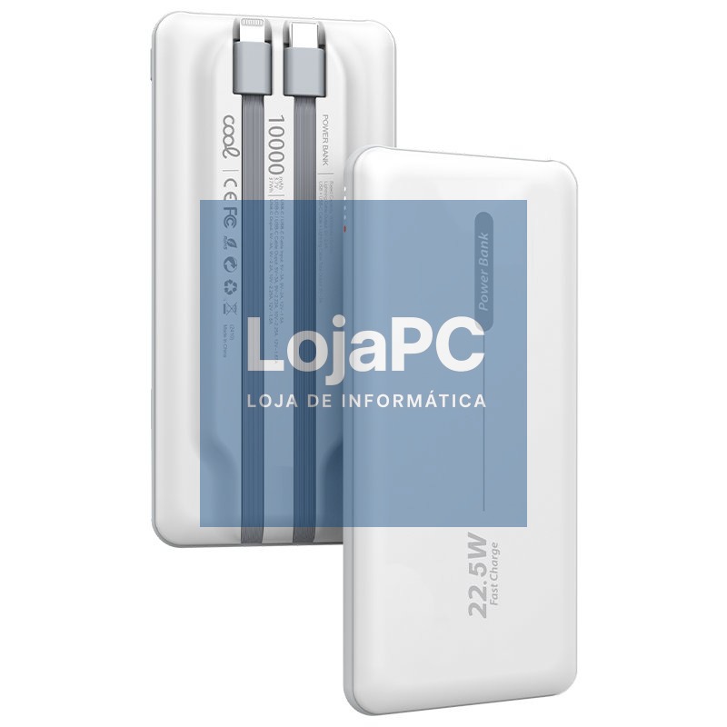 Universal External Battery Power Bank 10,000 mAh + PD 22.5W (2 connections) White
