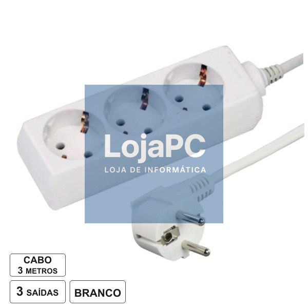 TOMADA ELÉTRICA C/ 3 SAÍDAS 3M BRANCO