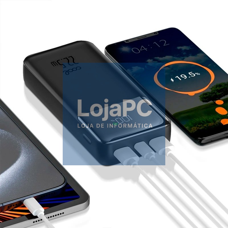 Universal External Battery Power Bank Fast Charging 22.5W 30,000 mAh (Tipo-C / Lightning) COOL Black — imagem 4