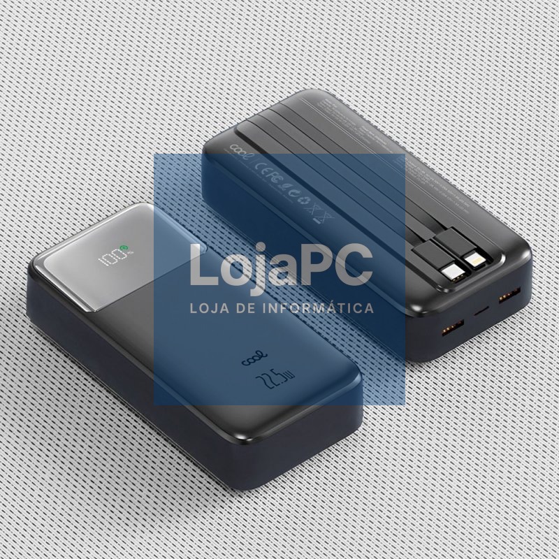Universal External Battery Power Bank Fast Charging 22.5W 30,000 mAh (Tipo-C / Lightning) COOL Black — imagem 3