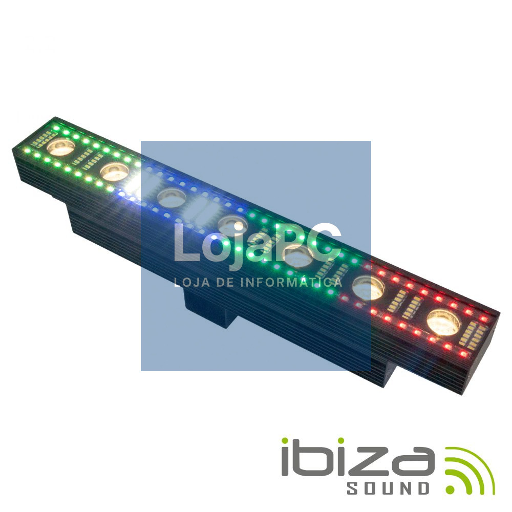 BARRA DE LEDS 3EM1 C/ 7+72+96 LEDS STROBE DMX POWERCON IBIZA