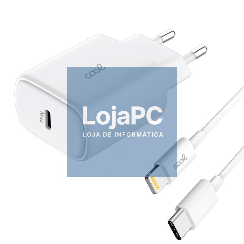 Universal Fast Charger Network Charger (PD) Type-C COOL (25W) White + Type-C to Lightning Cable