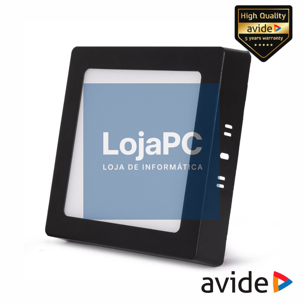 Painel Leds Quadrado CCT 12W 169mm 950lm Preto AVIDE