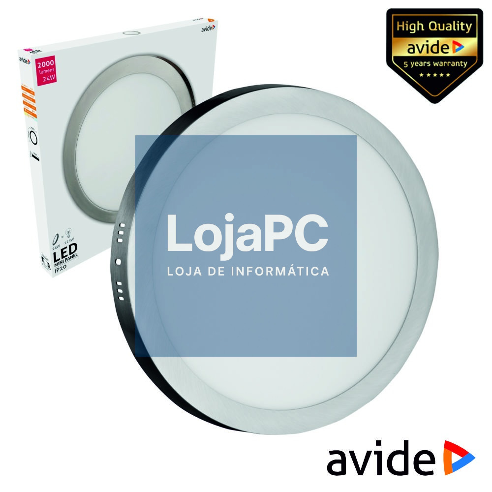 Painel LEDS Redondo Superfície 24W 300mm 4000k 2000lm AVIDE