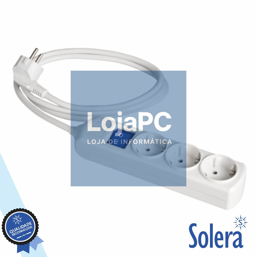 Tomada Elétrica C/ 3 Saídas Interruptor 1.5M Branco SOLERA