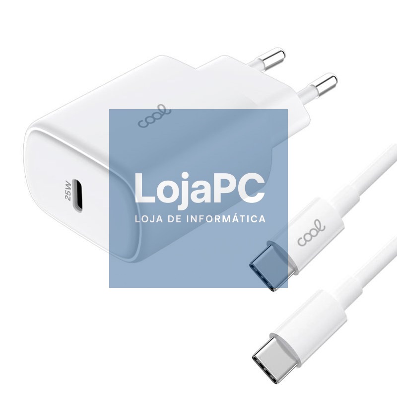 Universal Fast Charger Network Charger (PD) Type-C COOL (25W) White + Type-C to Type-C Cable