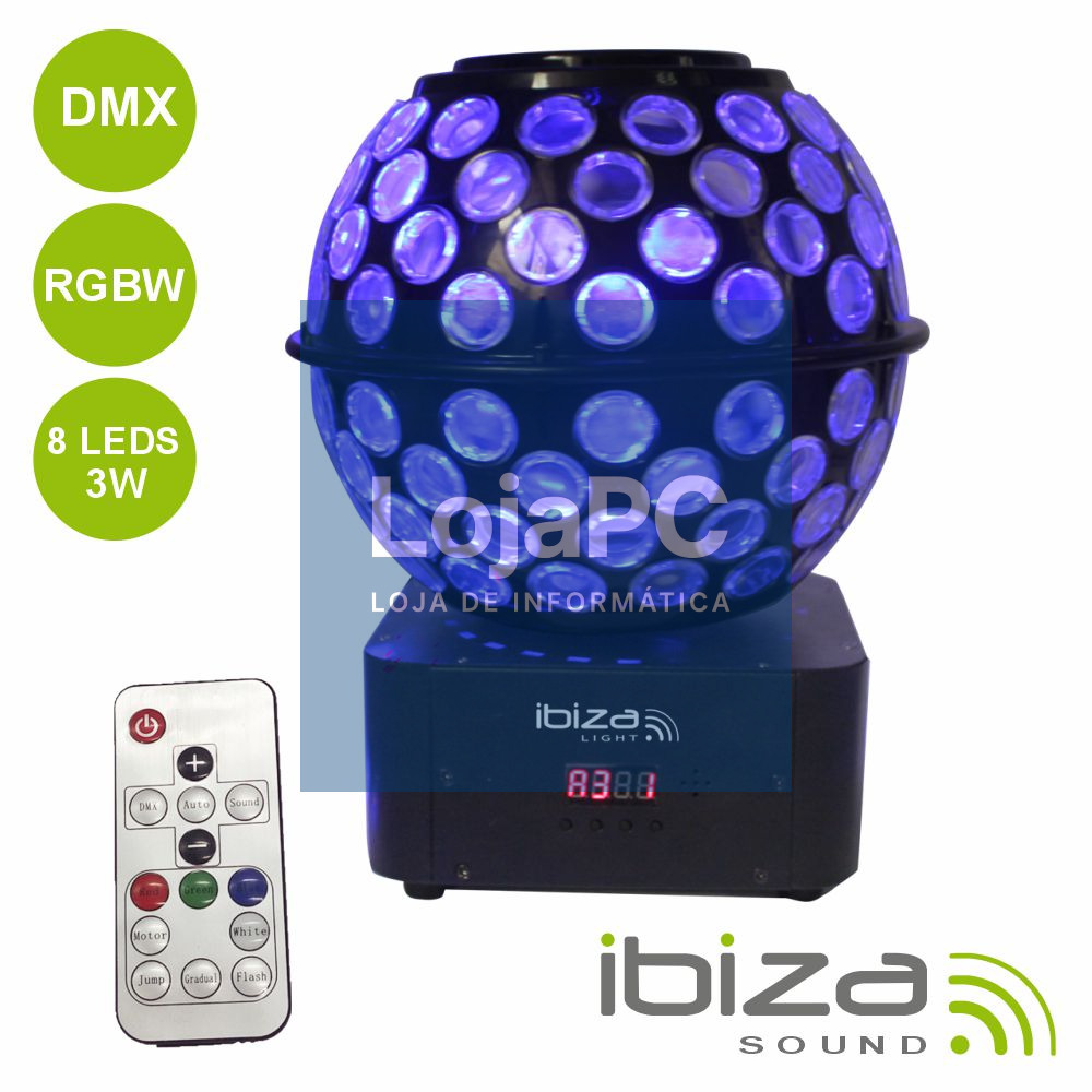 PROJETOR LUZ C/ 8 LEDS 3W RGBW DMX IBIZA