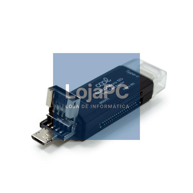 Universal Memory Card Reader COOL 3 in 1 (Type-C / Micro-USB / USB) — imagem 3