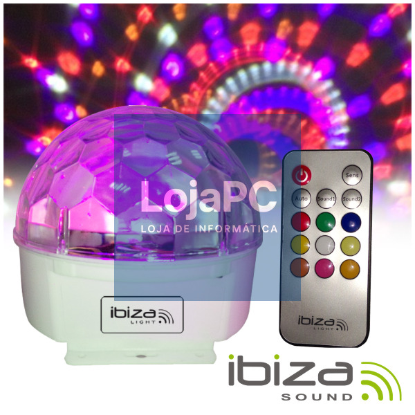 PROJETOR LUZ C/ 9 LEDS 12W RGBAW C/ COMANDO MIC IBIZA
