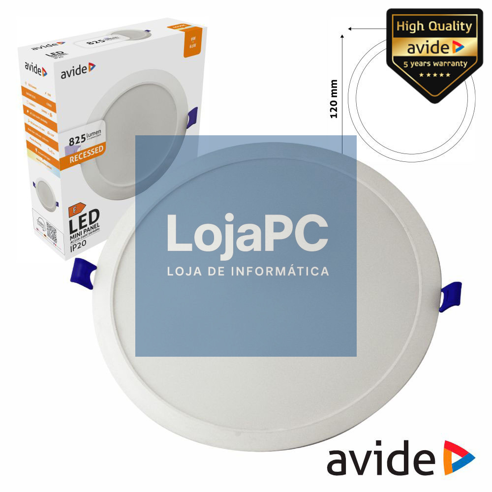 Painel LEDS Redondo 9W 120mm 4000K 825lm AVIDE