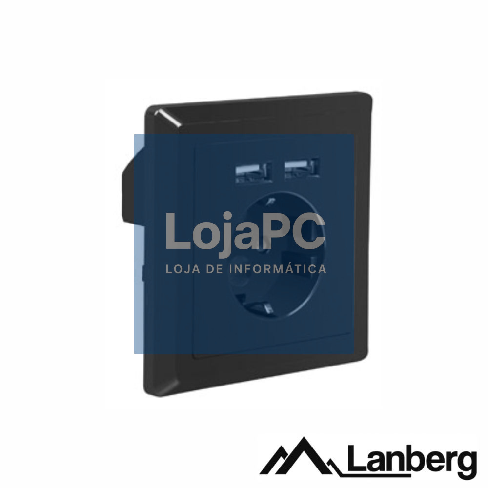 Tomada Elétrica Superfície C/ 2 Portas USB Preto LANBERG