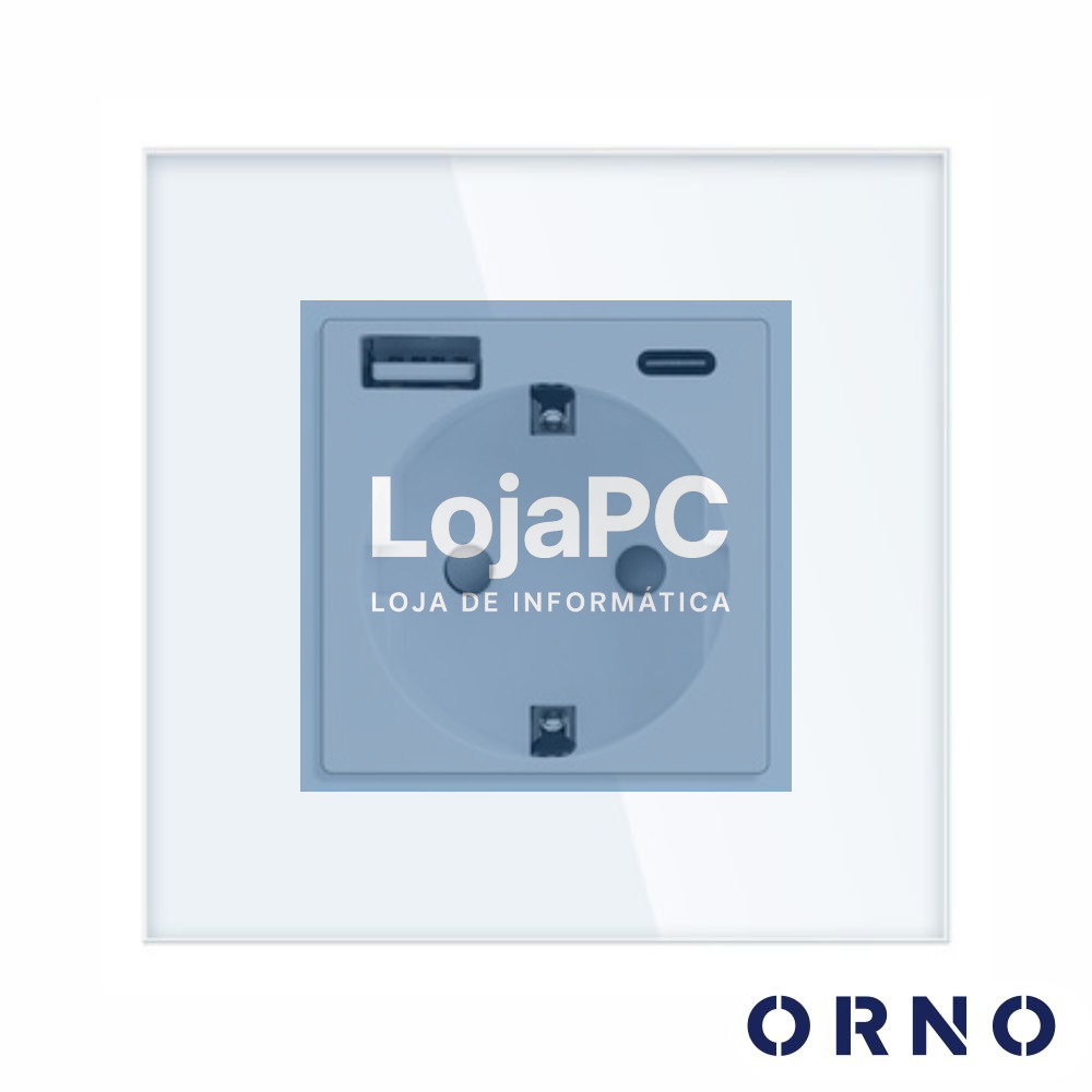 Tomada Elétrica Encastrar 1x Schuko 1x USB-A 1x USB-C ORNO