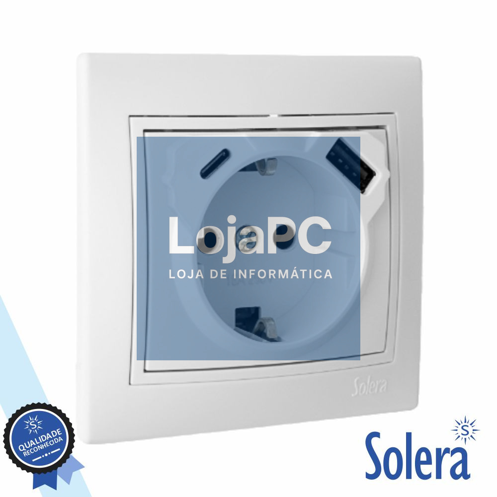 Tomada Elétrica Encastrar 1x Schuko 1xUSB-A 1xUSB-C SOLERA