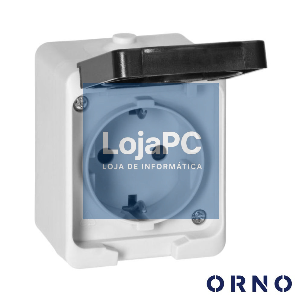 Tomada Elétrica Superfície 1x Schuko C/ Tampa IP54 ORNO