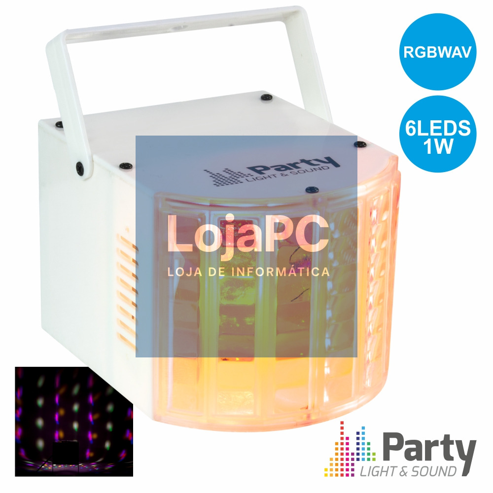 PROJETOR LUZ C/ 6 LEDS RGBWAV 1W BRANCO PARTY
