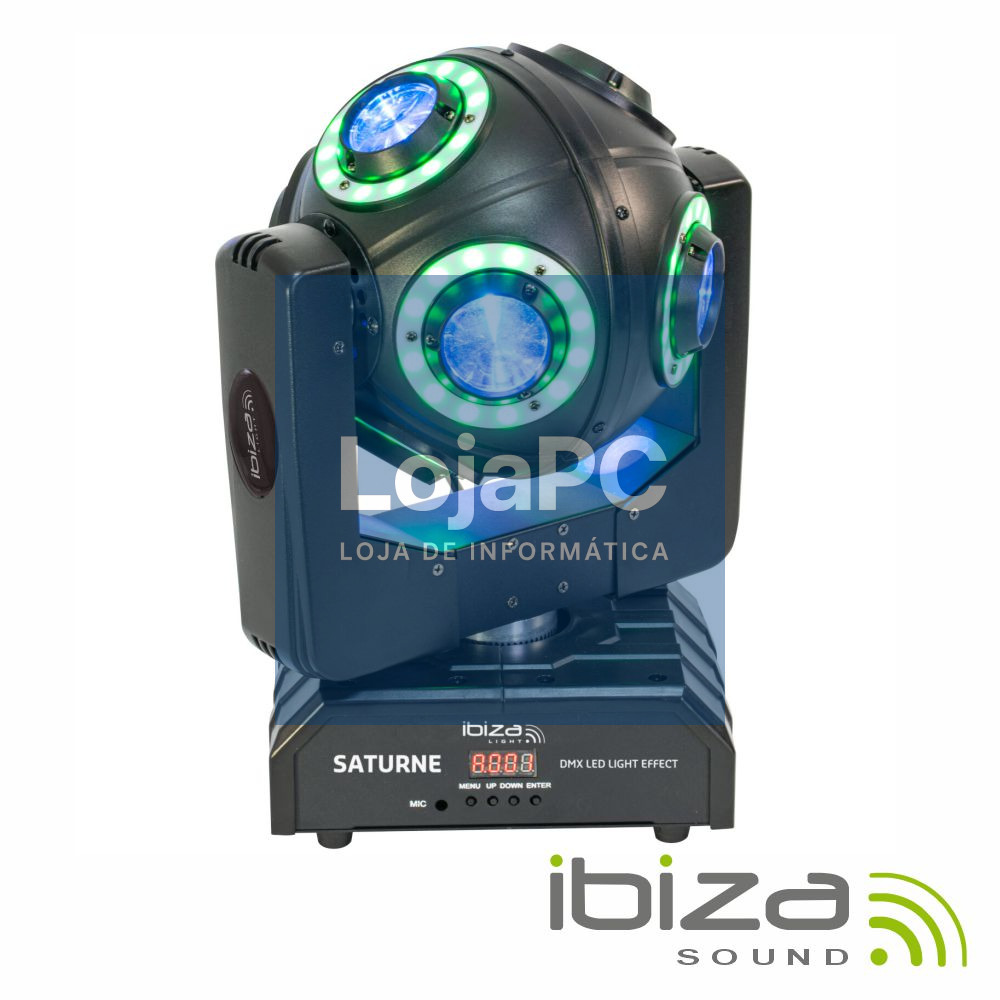 Moving Head 4em1 8 Anéis LED E 8 LEDS 10W RGBW DMX IBIZA