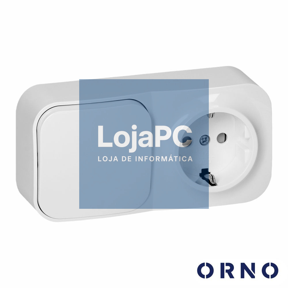 Tomada Elétrica 1x Schuko C/ Interruptor Superfície ORNO
