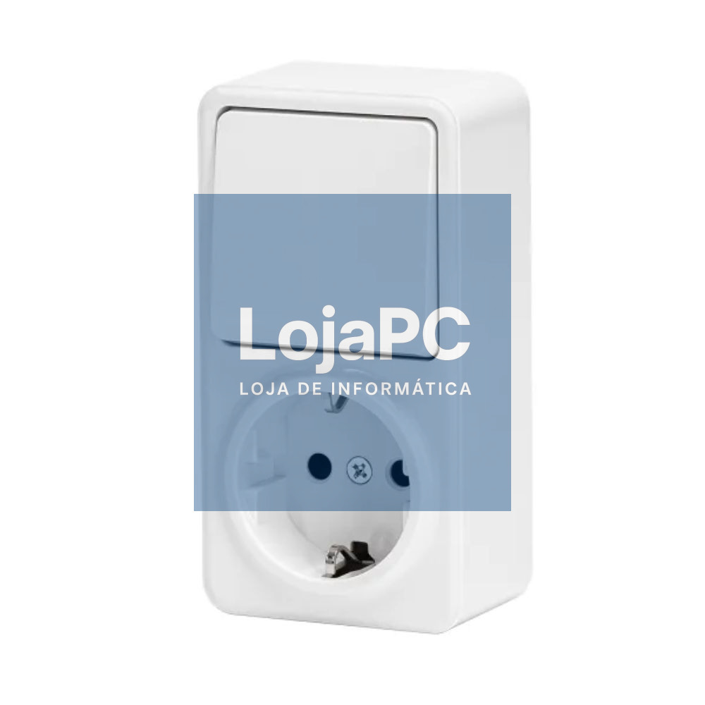 Tomada Elétrica 1x Schuko C/ Comutador Superfície