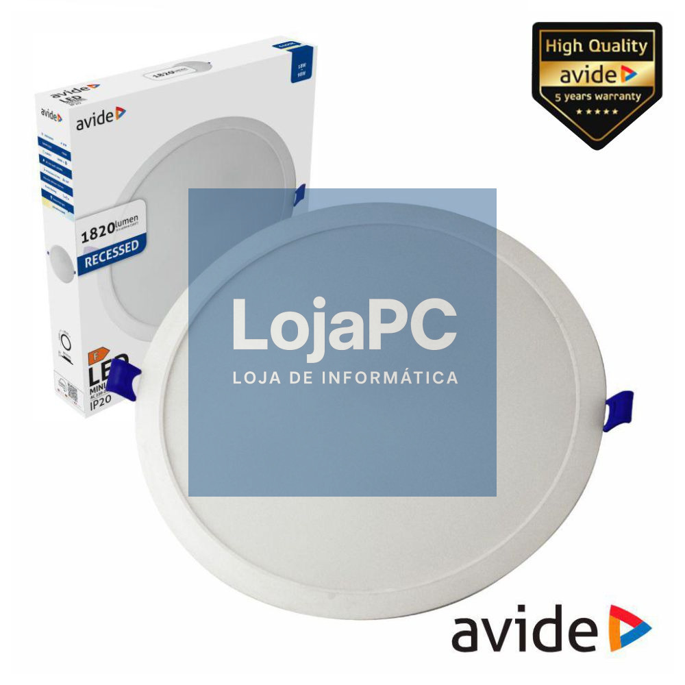 Painel LEDS Redondo 18W 220mm 6400K 1820lm AVIDE