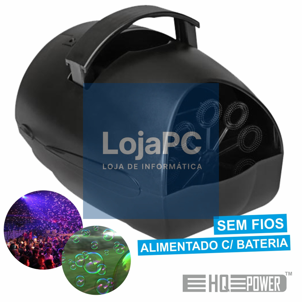 MÁQUINA DE BOLHAS PORTÁTIL S/ FIOS BATERIA HQ POWER