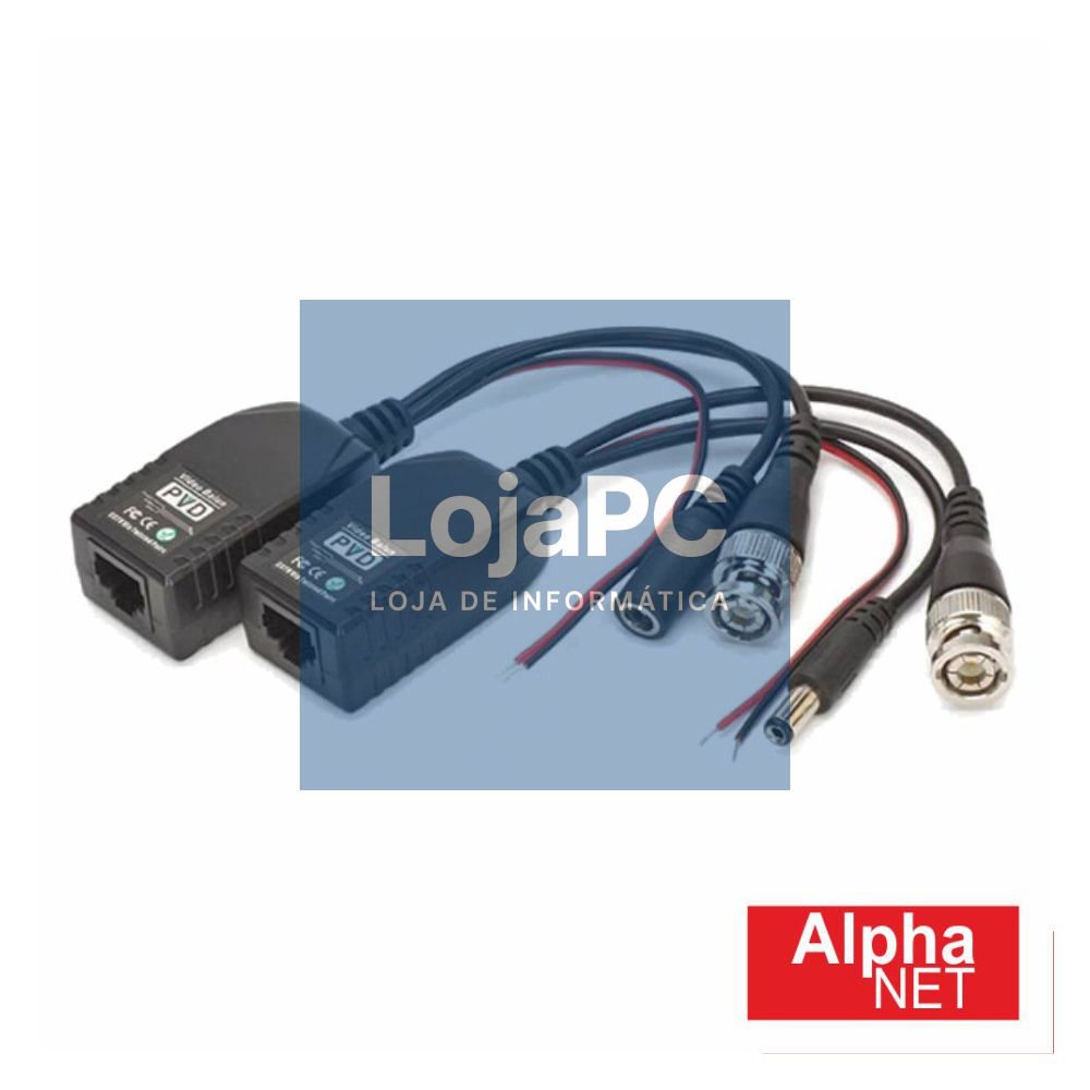 CONVERSOR PASSIVO 2X BALUN VÍDEO C/ DC RJ45