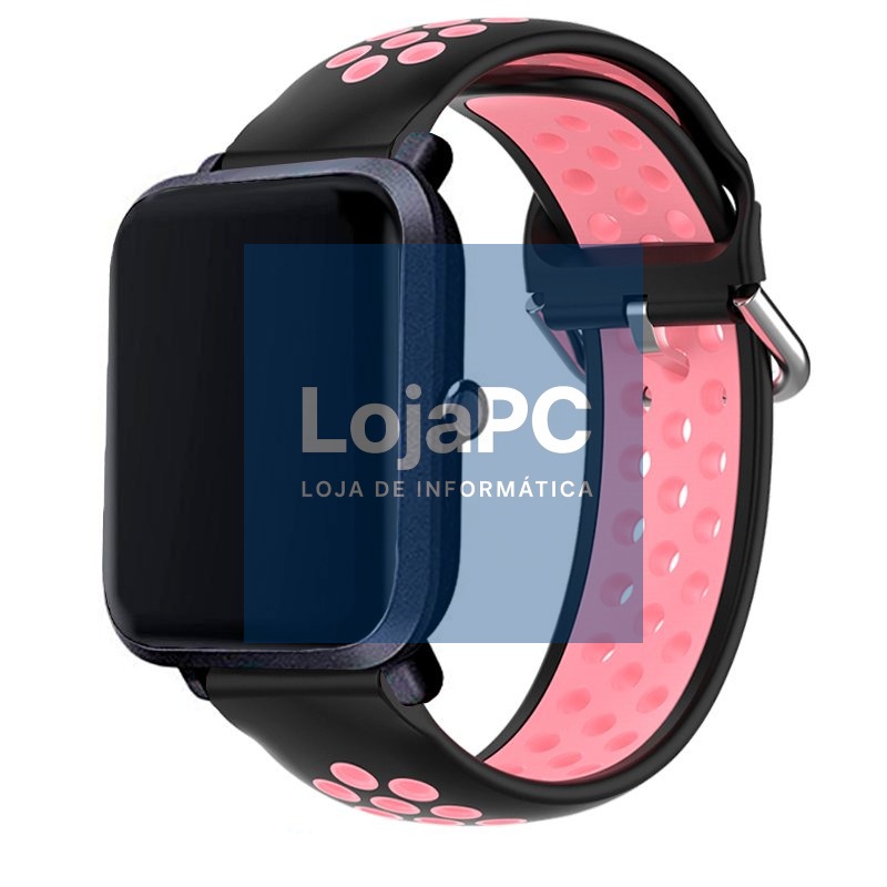 Universal Strap 20mm Amazfit Bip / GTS / Bip Lite / Huawei / Samsung / COOL Rubber Black-Pink — imagem 2