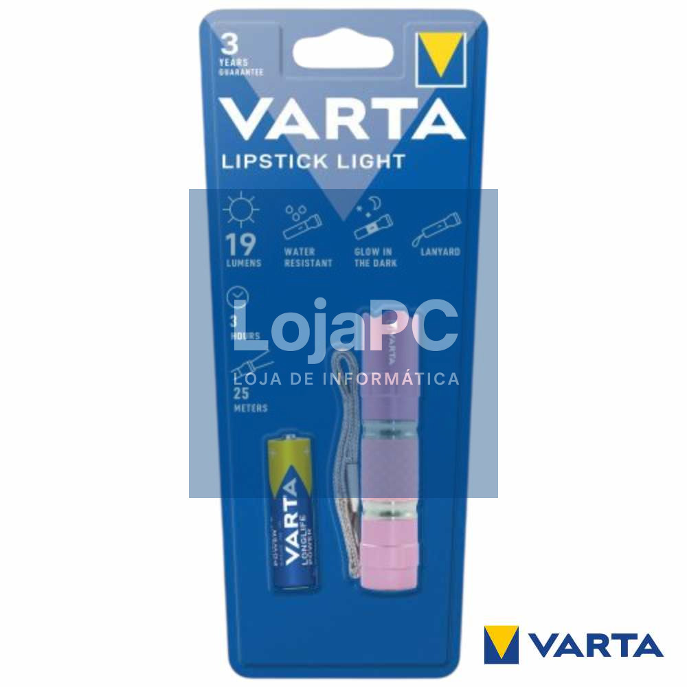 Lanterna De Bolso LED LIPSTICK LIGHT Rosa 1xAA VARTA