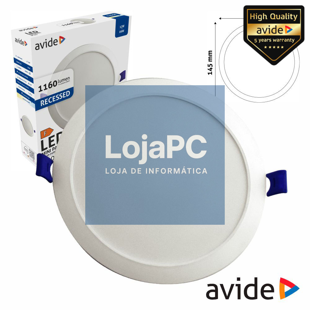 Painel LEDS Redondo 12W 150mm 6400K 1160lm AVIDE