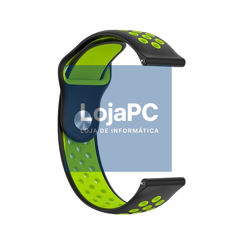 Universal Strap 22mm Amazfit GTR / Stratos / Huawei / Samsung / COOL Rubber Black-Green — imagem 4