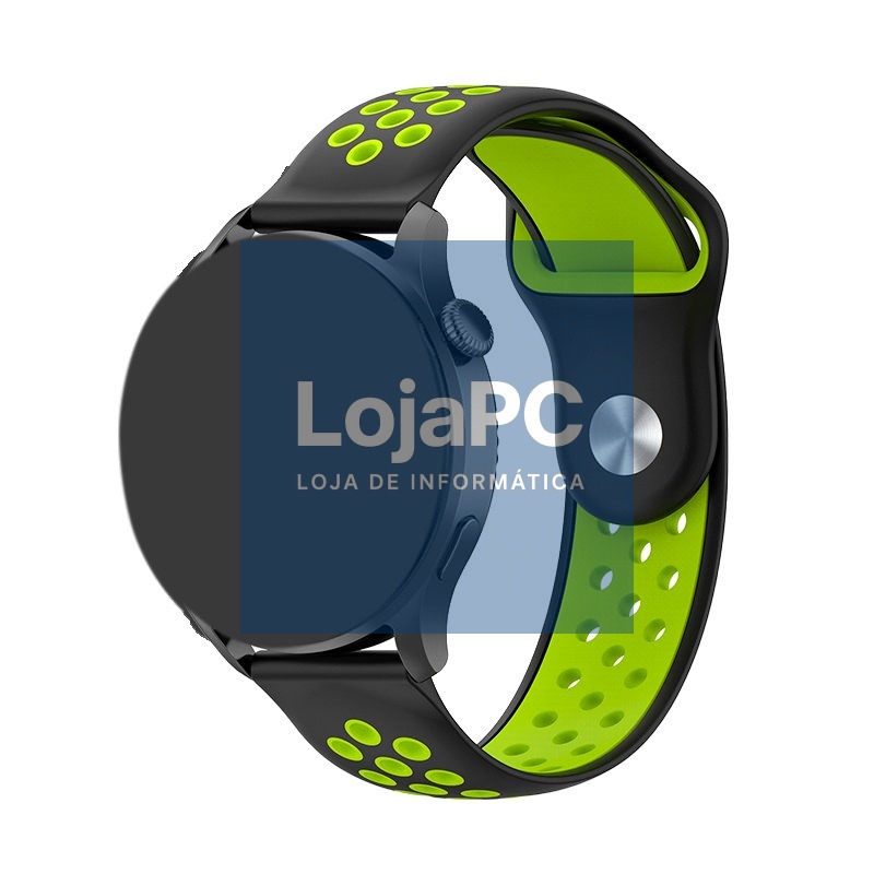 Universal Strap 22mm Amazfit GTR / Stratos / Huawei / Samsung / COOL Rubber Black-Green — imagem 2
