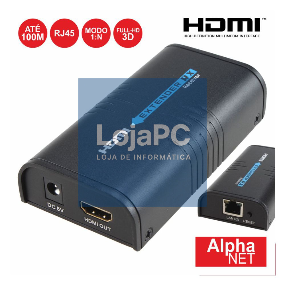 RECEPTOR HDMI VIA RJ45 CAT6 100M P/ CT375/1/9 ALPHANET