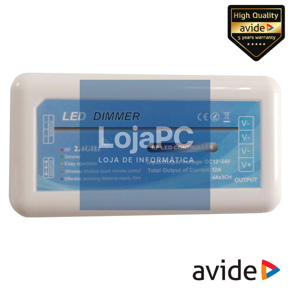 Controlador P/ Fita LEDS Monocor 12V/24V 12A AVIDE