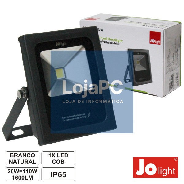 FOCO LED 20W 100-240V BRANCO NATURAL 1600LM IP65 SLIM JOLIGH