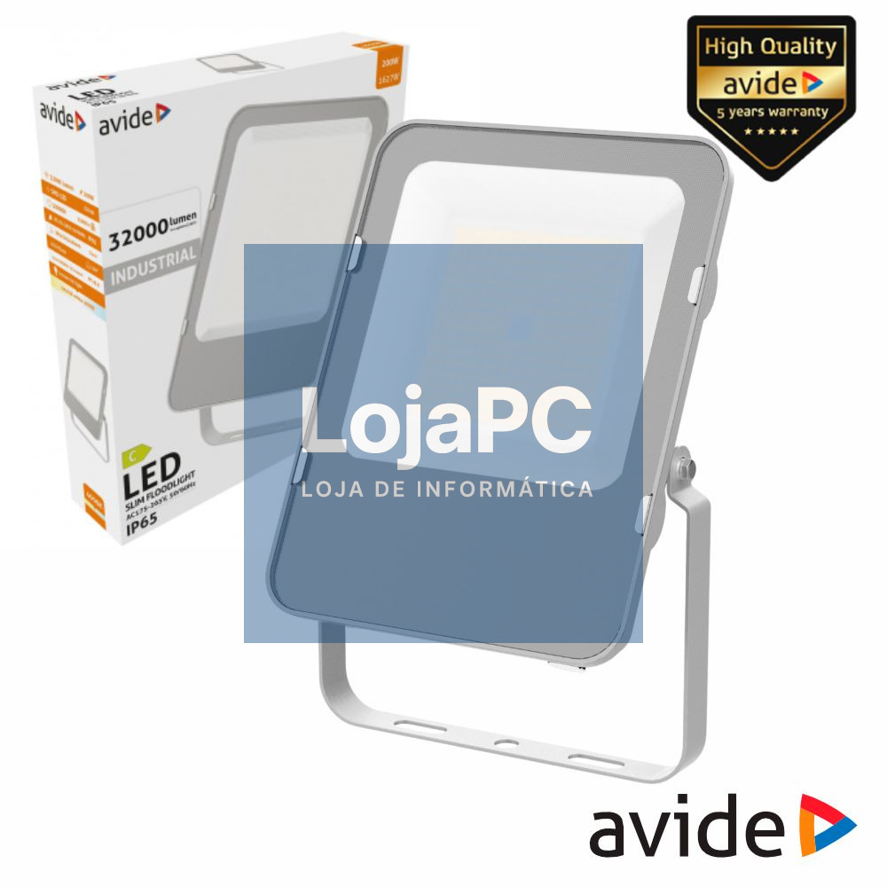 Foco LED Industrial 200W 230V 4000K 32000lm Cinza IP65 AVIDE