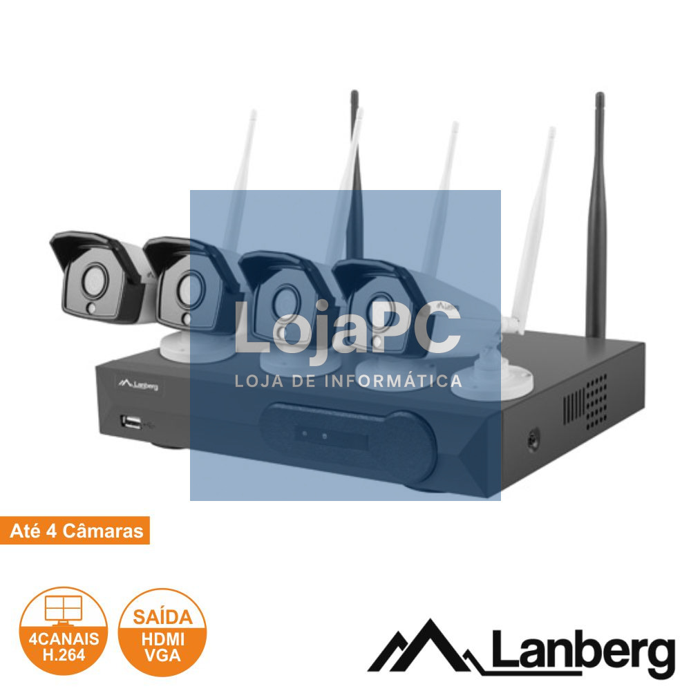 Pack Vigilância 4 Câmaras IP66 NVR WIFI c/Acessórios LANBERG