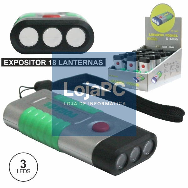 EXPOSITOR 18 LANTERNAS 3 LEDS E PILHAS