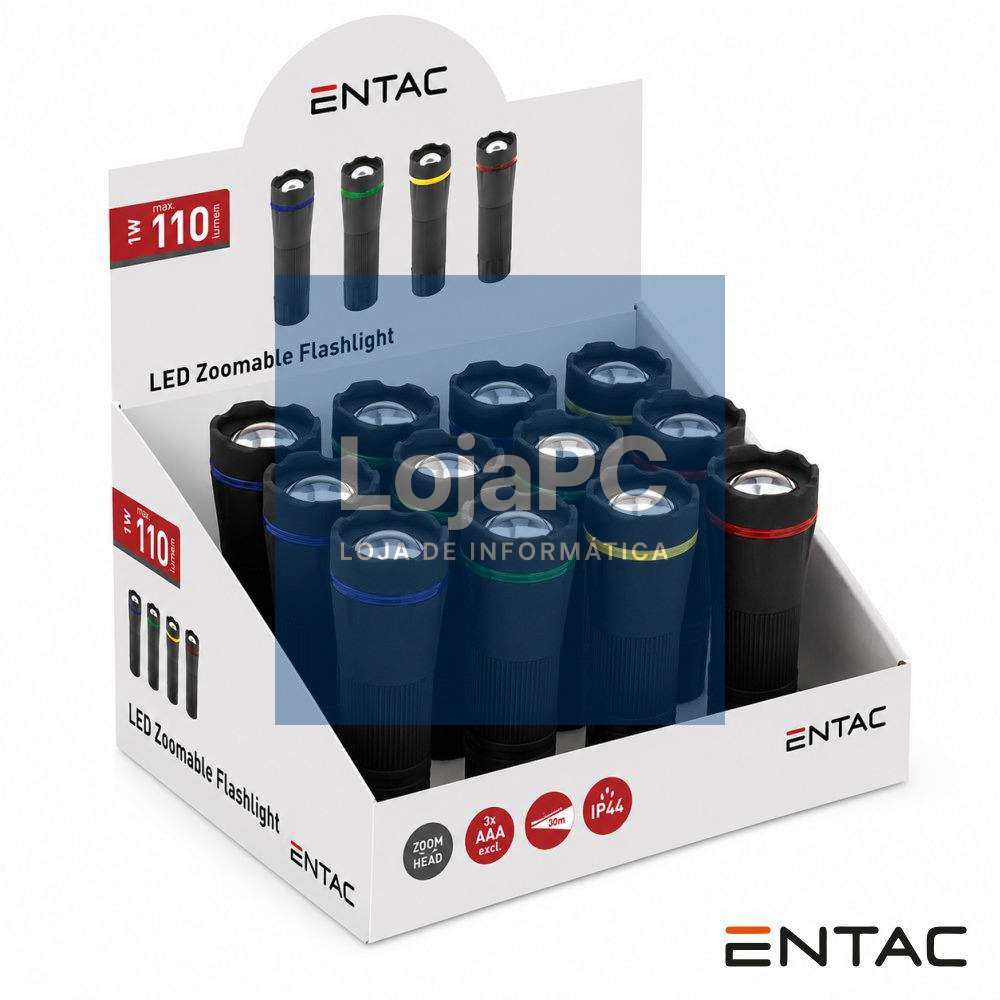Expositor 12 Lanternas LED 1W C/ Zoom 110lm IP44 ENTAC