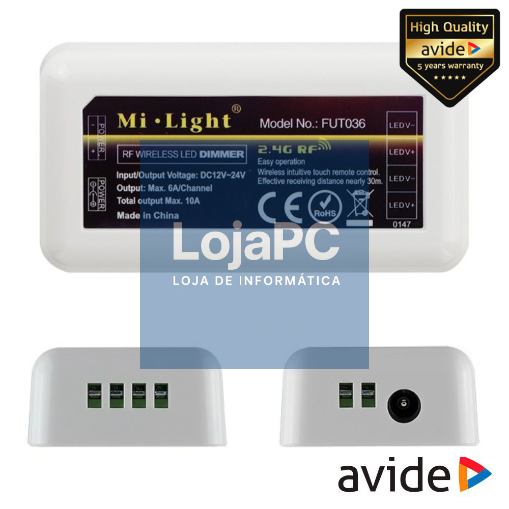 Controlador P/ Fita LEDS Monocor 12V/24V 10A AVIDE