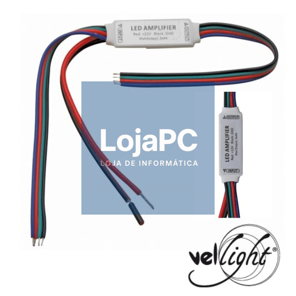 MINI AMPLIFICADOR/REPETIDOR P/ FITA LEDS RGB 12/24V