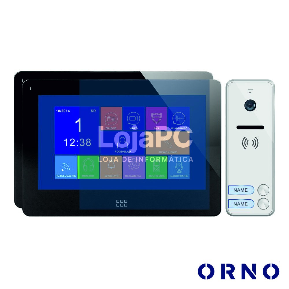 Vídeo Porteiro C/ 2 Lcd 7" Cores LEDS Preto ORNO