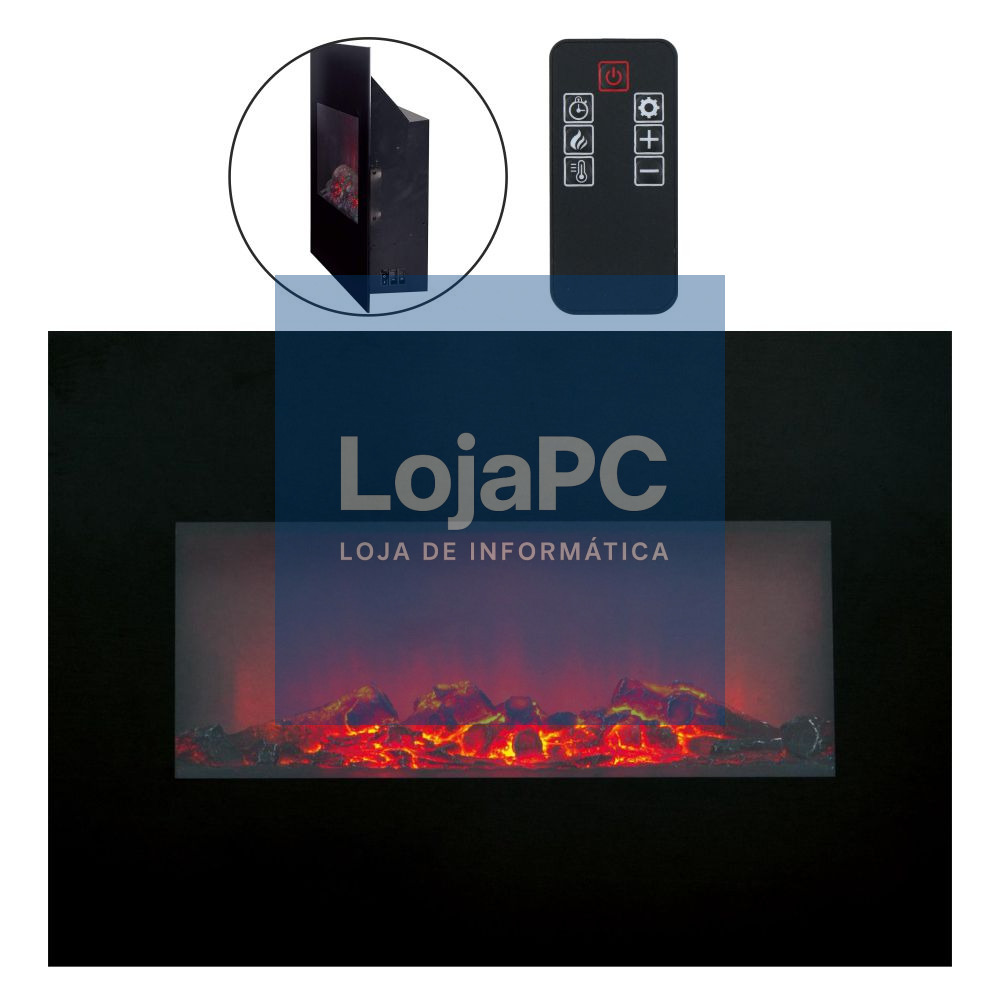 Lareira Elétrica 1800W C/ Efeito Fogo Termostato E Comando