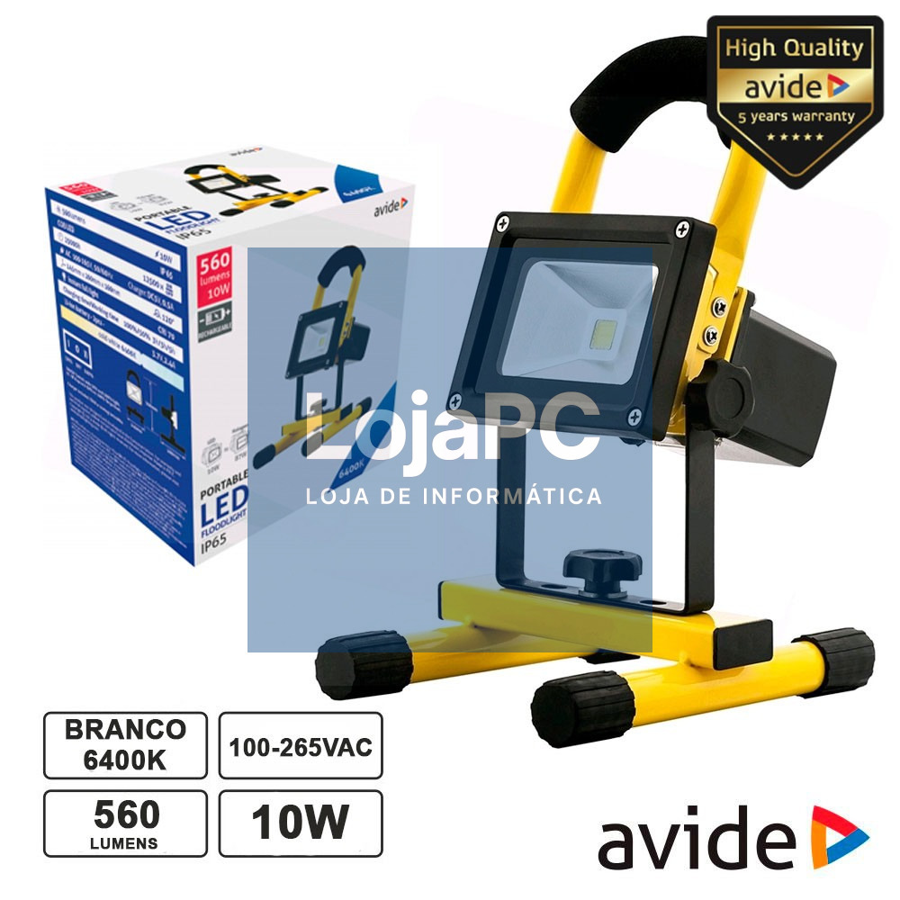 FOCO LED 10W 230V BATERIA 6400K 560LM IP65 AVIDE