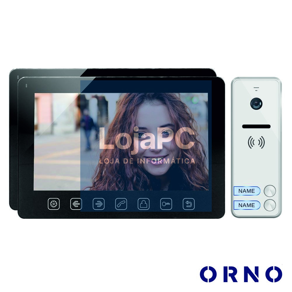 Vídeo Porteiro C/ 2 Lcd 7" Cores LEDS Preto ORNO
