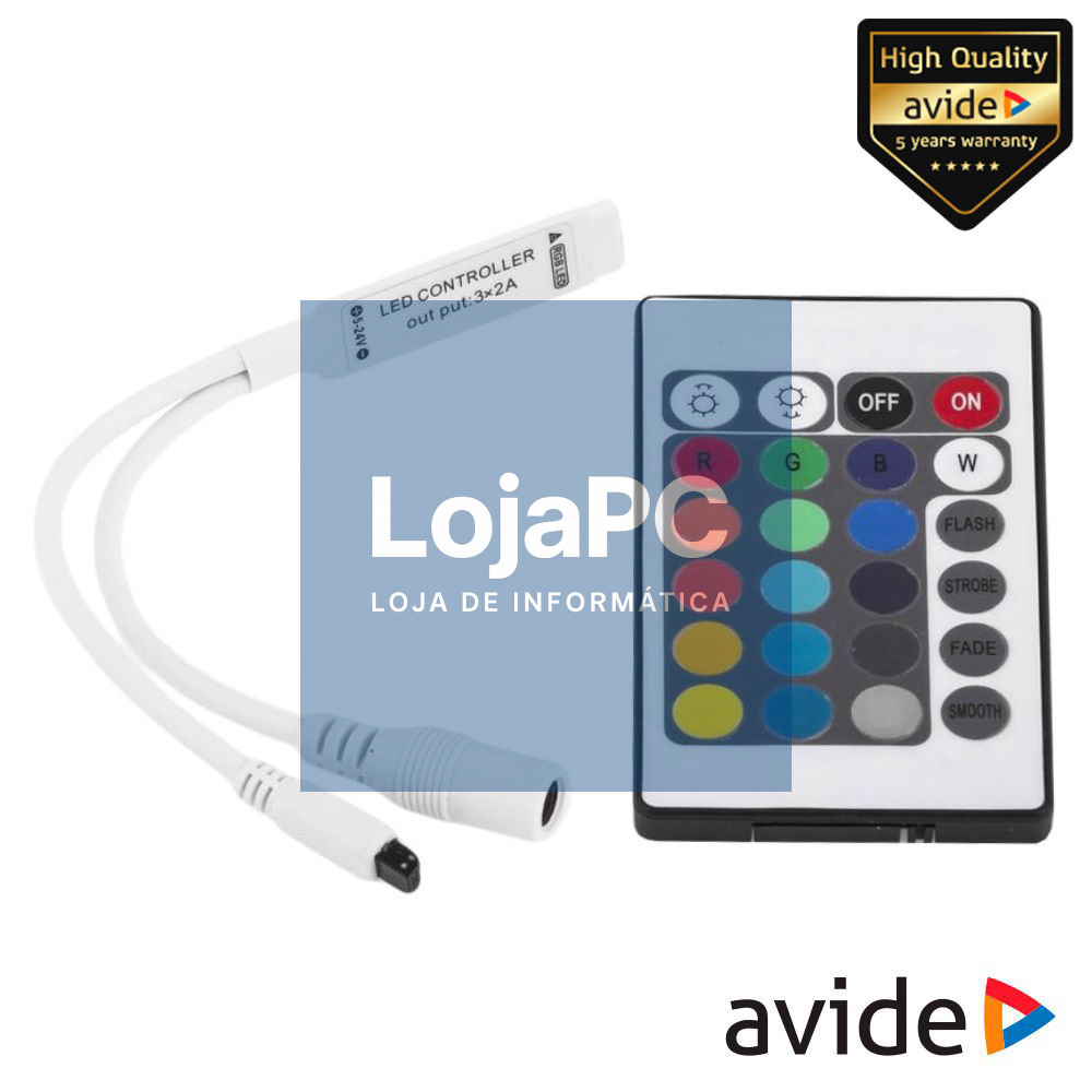 Controlador P/ Fita LEDS RGB 12V C/ Comando AVIDE